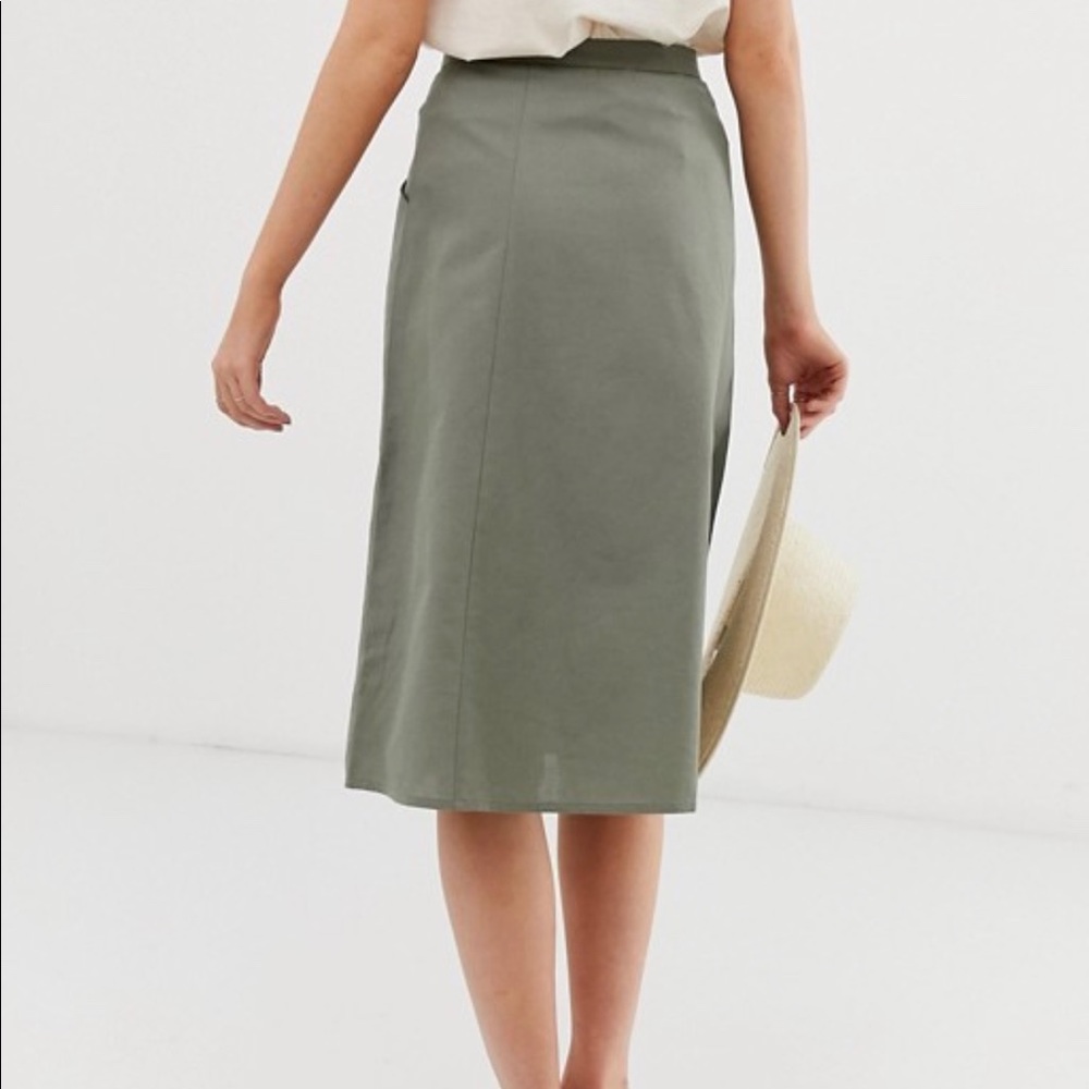 Nwt Asos Button Front Midi Skirt - image 2